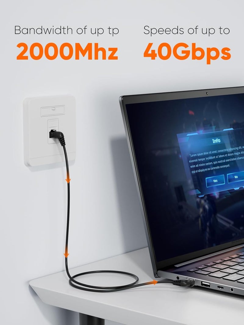 CableCreation كابل إيثرنت CAT8 بزاوية قائمة، دوران 360° كابل شبكة CAT8 LAN مع موصل RJ45 محمي، 40Gbps 2000Mhz كابل باتش عالي السرعة للألعاب/الموجه/المودم/الأقمار الصناعية، 0.25م/0.82قدم - Image 4